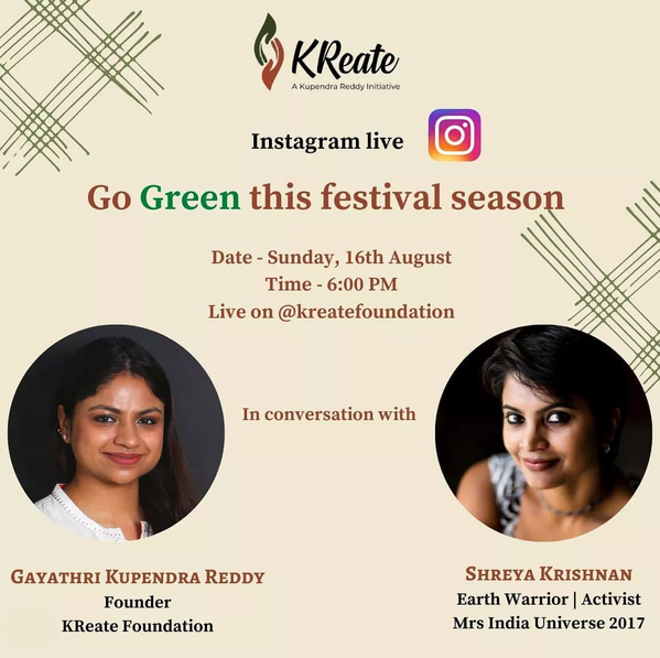Screenshot of and hyperlink to an Instagram post for a Live with Shreya Krishnan.