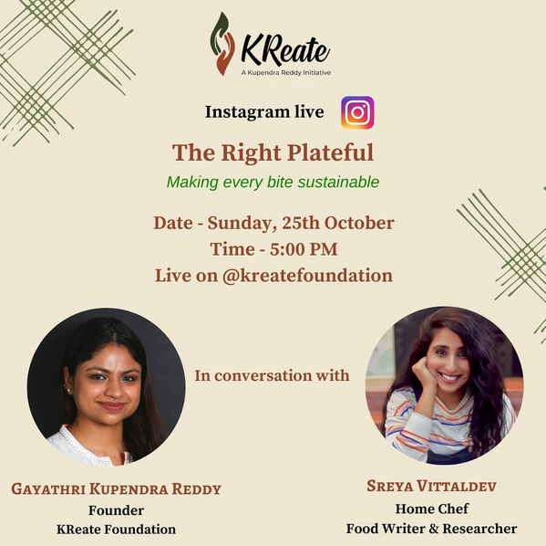 Screenshot of an Instagram post for a Live with Sreya Vittaldev.